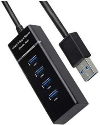 BSVR Portable Mini USB HUB 4 Port SuperSpeed 3.0 Led Indication For Laptop, PC _112 USB HUB 4 PORT_69 USB Hub(Black)
