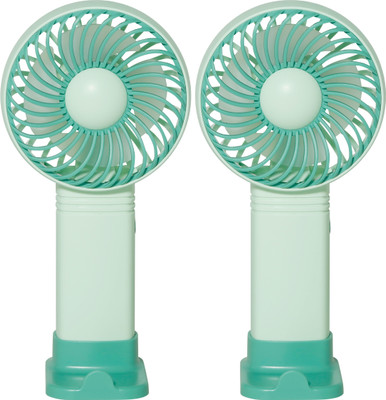 24 ENERGY Lightweight USB Handheld Fan for Personal Cooling | Pack of 2 - Green SwiftAir combo Pack USB Fan(Green)