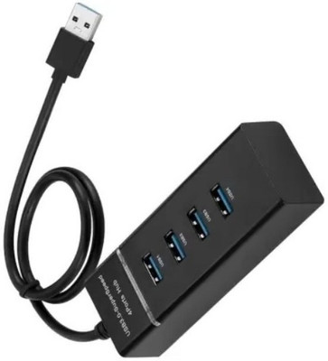 BSVR Portable Mini USB HUB 4 Port SuperSpeed 3.0 Led Indication For Laptop, PC _59 USB HUB 4 PORT_20 USB Hub(Black)