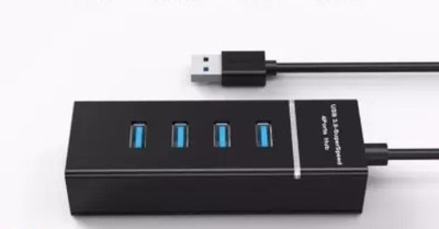 BSVR Portable Mini USB HUB 4 Port SuperSpeed 3.0 Led Indication For Laptop, PC _63 USB HUB 4 PORT_24 USB Hub(Black)