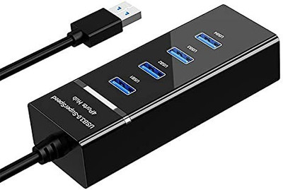 BSVR Portable Mini USB HUB 4 Port SuperSpeed 3.0 Led Indication For Laptop, PC _44 USB HUB 4 PORT_136 USB Hub(Black)