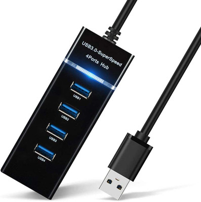 Zohlo 4 Port USB Hub High-Speed Multiport Slim USB Hub USB Hub(Black)