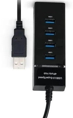 BSVR Portable Mini USB HUB 4 Port SuperSpeed 3.0 Led Indication For Laptop, PC _18 USB HUB 4 PORT_112 USB Hub(Black)