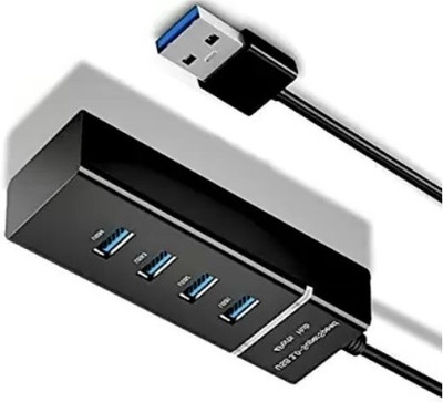 BSVR Portable Mini USB HUB 4 Port SuperSpeed 3.0 Led Indication For Laptop, PC _86 USB HUB 4 PORT_46 USB Hub(Black)