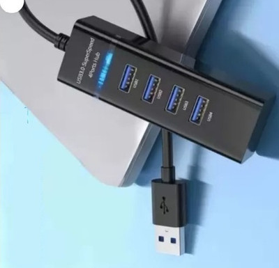 BSVR Portable Mini USB HUB 4 Port SuperSpeed 3.0 Led Indication For Laptop, PC _78 USB HUB 4 PORT_38 USB Hub(Black)