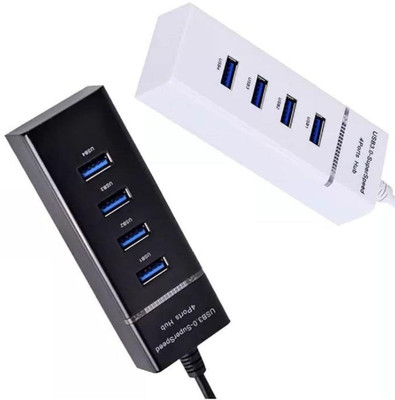 BSVR Portable Mini USB HUB 4 Port SuperSpeed 3.0 Led Indication For Laptop, PC _20 USB HUB 4 PORT_114 USB Hub(Black)