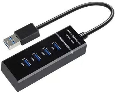 BSVR Portable Mini USB HUB 4 Port SuperSpeed 3.0 Led Indication For Laptop, PC _65 USB HUB 4 PORT_26 USB Hub(Black)
