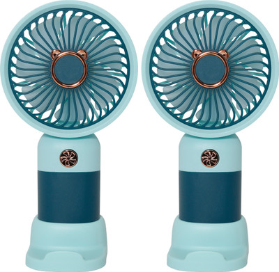 24 ENERGY USB Mini Desk & Handheld Fan for Office & Home Use | Pack of 2 - Blue AeroBreeze USB Fan(Blue)