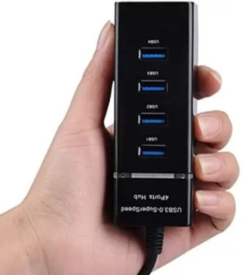 BSVR Portable Mini USB HUB 4 Port SuperSpeed 3.0 Led Indication For Laptop, PC _73 USB HUB 4 PORT_34 USB Hub(Black)