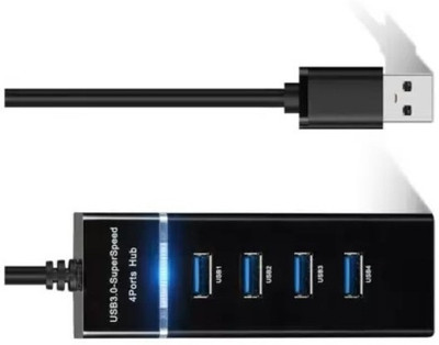 BSVR Portable Mini USB HUB 4 Port SuperSpeed 3.0 Led Indication For Laptop, PC _118 USB HUB 4 PORT_75 USB Hub(Black)