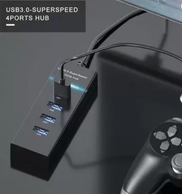 BSVR Portable Mini USB HUB 4 Port SuperSpeed 3.0 Led Indication For Laptop, PC _01 USB HUB 4 PORT_07 USB Hub(Black)
