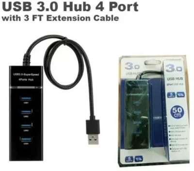 BSVR Portable Mini USB HUB 4 Port SuperSpeed 3.0 Led Indication For Laptop, PC _137 USB HUB 4 PORT_92 USB Hub(Black)