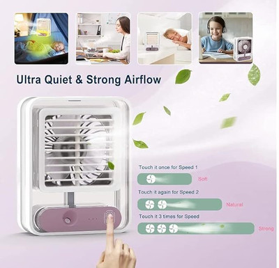ENMORA Misting Small Fan with Mist LED Light,Electric Battery Operated AQW16 Misting Small Fan with Mist LED Light,Electric Battery Operated AQW16 USB Fan(Multicolor)