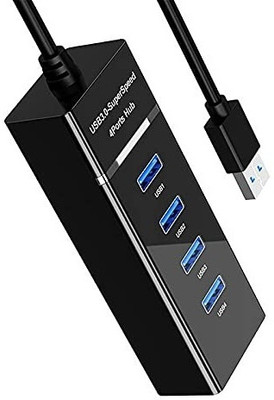 BSVR Portable Mini USB HUB 4 Port SuperSpeed 3.0 Led Indication For Laptop, PC _48 USB HUB 4 PORT_139 USB Hub(Black)