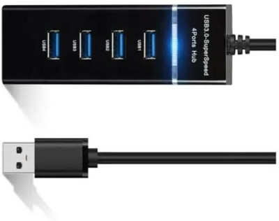 BSVR Portable Mini USB HUB 4 Port SuperSpeed 3.0 Led Indication For Laptop, PC _116 USB HUB 4 PORT_73 USB Hub(Black)