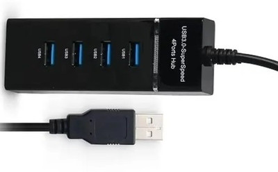 BSVR Portable Mini USB HUB 4 Port SuperSpeed 3.0 Led Indication For Laptop, PC _16 USB HUB 4 PORT_110 USB Hub(Black)
