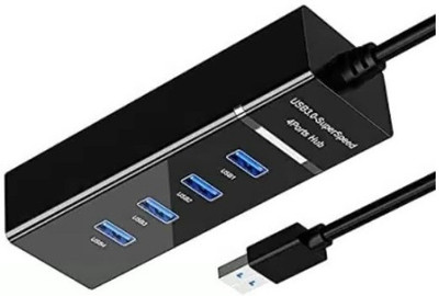 BSVR Portable Mini USB HUB 4 Port SuperSpeed 3.0 Led Indication For Laptop, PC _102 USB HUB 4 PORT_60 USB Hub(Black)