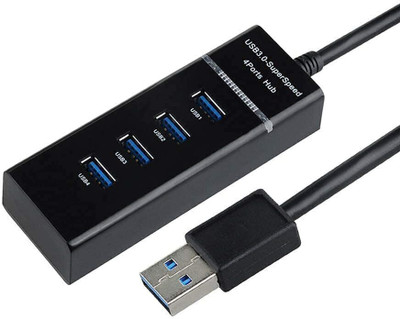 VYAR SuperSpeed Hub with High-Speed Data Transfer for PC, Laptop, and Mac Extension 4 Ports USB 3.0 Highspeed Portable with Switches for Laptop/PC/Mobiles USB Hub(Black)