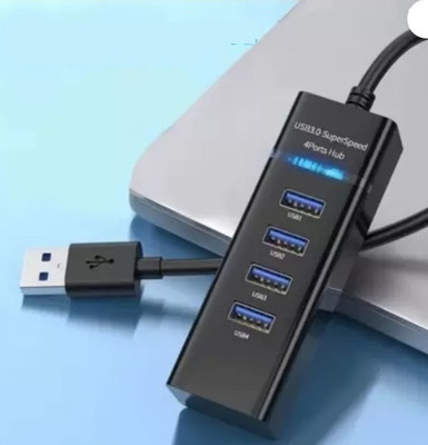 BSVR Portable Mini USB HUB 4 Port SuperSpeed 3.0 Led Indication For Laptop, PC _75 USB HUB 4 PORT_36 USB Hub(Black)