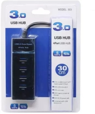 BSVR Portable Mini USB HUB 4 Port SuperSpeed 3.0 Led Indication For Laptop, PC _139 USB HUB 4 PORT_94 USB Hub(Black)