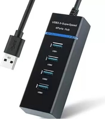 NKL Portable USB Mini HUB 4 Port SuperSpeed 3.0 Led Indication For Laptop, PC_30 USB HUB 4 PORT_UHP30 USB Hub(Black)