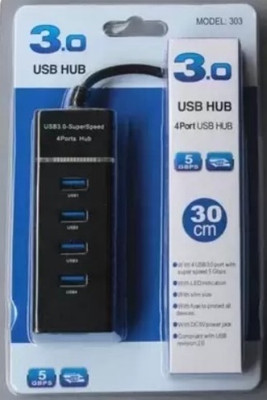 BSVR Portable Mini USB HUB 4 Port SuperSpeed 3.0 Led Indication For Laptop, PC _134 USB HUB 4 PORT_89 USB Hub(Black)