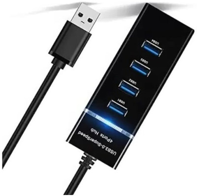 BSVR Portable Mini USB HUB 4 Port SuperSpeed 3.0 Led Indication For Laptop, PC _92 USB HUB 4 PORT_51 USB Hub(Black)