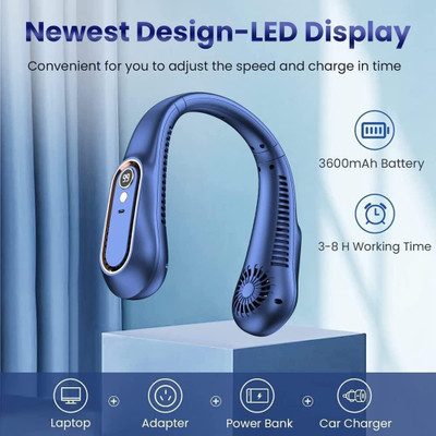 TECHEL Neck Fan, Rechargeable Battery Operated, with 3 Wind Speeds FIV2 Neck Fan, Rechargeable Battery Operated, with 3 Wind Speeds FIV2 USB Fan(Multicolor)