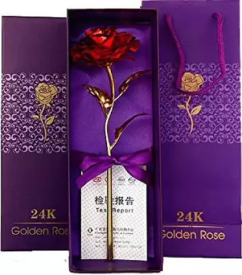 Love And Joy Premium Quality Artificial Red Flower For Gift/ For Home Decor Red Rose Artificial Flower(9 inch, Pack of 1, Single Flower)