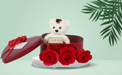 BeUnique Artificial Flower, Soft Toy Gift Set
