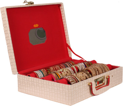 N A PURSE Wooden 1Piece Three Rod Bangle Storage Box with Lock System The three removable rods inside the box can hold multiple bangles each Vanity Box(Gold)