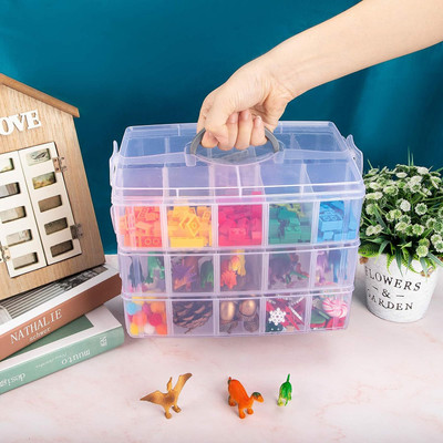 Coozico Transparent Plastic 3 Layer 18 Grid Sections Adjustable Compartment Closet Divider(Plastic)