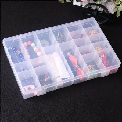 darkshri Jewellery Grid Organizer Box with Imitation Adjustable Dividers 36 Grid Boxes CLEAR Vanity Box(White)