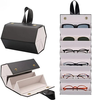 HASTHIP Sunglasses Organizer Box Men Women Eyewear Holder Portable Folding Sunglass organiser Vanity Box(Black)