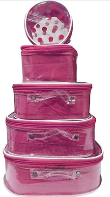 AA COLLECTION Set of 5 Pcs Dot Printed Toiletry Shaving Makeup Bindi Bangle Socks Hanky vanity box Vanity Box(Pink)