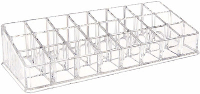 Tap2kaart 24 Compartment Acrylic Makeup Lipstick Holder Nail Paint Brush Tray Vanity Box Makeup, Multi Purpose Vanity Box(White)