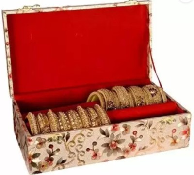 RJ Enterprises Bangle Box 2 Rod Lockable Best Choice For Wedding Gift, Birthday Gift, Premium Quality Bangle Box Vanity Box((Gold)+(RED))