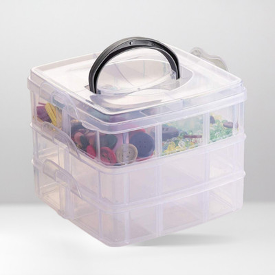 Shreejee 3-Layer 18-Grid Adjustable Cosmetic/Make Up/Jewellery/Vanity Box0.51 Ideal for storing & organizing Jewellery,accessories,Arts & Crafts,Make-up etc. Vanity Box(Transparent) Shreejee 3-Layer 18-Grid Adjustable Cosmetic/Make Up/Jewellery/Vanity Box0.51 Ideal for storing & organizing Jewellery,accessories,Arts & Crafts,Make-up etc. Vanity Box(Transparent)