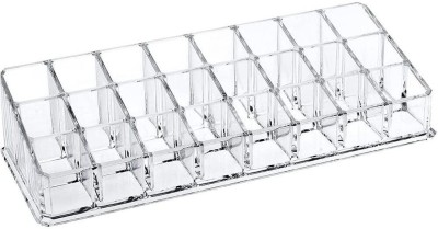 JIGSHTIAL 24 Section Acrylic Clear Jewellery Cutlery Makeup Cosmetic Organizer Rack Stand 24 compartment acrylic organizer lipsticks nail paints,makeup brush Vanity Box(White)