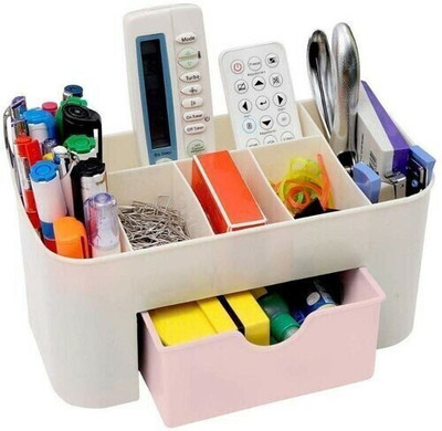 JIGSHTIAL 7 Compartments Plastic Organizer For Pen,Pencil(Multicolor)