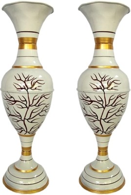 Mszara Iron Vase (24 inch, White, Gold) Iron Vase(24 inch, White, Gold)