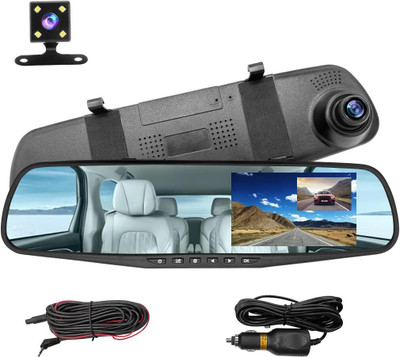 SrO 3In1 2K Front/Rear/Mirror Car DVR Dash Cam Rear View Reverse G-Sensor 1080P Security Camera(64 GB, 2 Channel)
