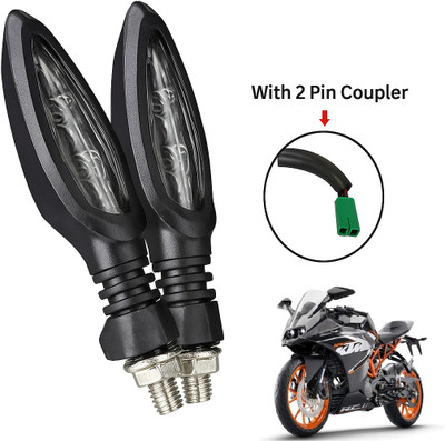 CROXIV Front, Rear LED Indicator Light for KTM RC 200, Universal For Bike(Yellow)