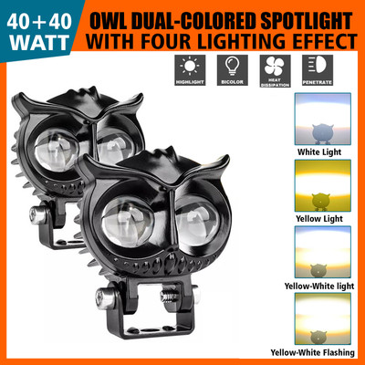 Otoroys Owl Design Dual Color Led Fog Light Led Auxiliary Spot Led Lights Fog Lamp Motorbike LED (12 V, 40 W)(Universal For Car, Pack of 2)