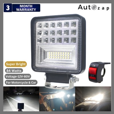 Autozap 42 LED Fog Lamp Unit White With Switch (DC 12V-80V 84W) Headlight Car, Motorbike, Truck, Van LED (12 V, 84 W)(Universal For Bike, Universal For Car, Pack of 1)