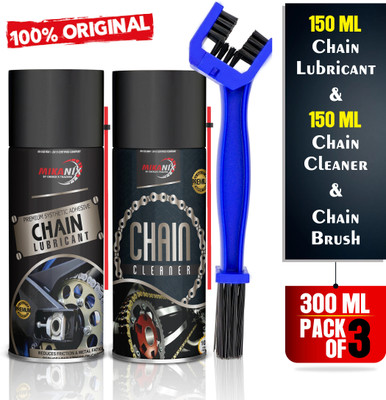 MIKANIX Bike Chain Lubricant And Chain Cleaner Spray With Cleaning Brush For Motorcycle and Bicycle Chain Oil(300 ml, Pack of 3)