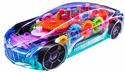 Chaknak Transperent Mechanical Car Toy for Kids with Gear Technology 3D Light(White, Transperant)