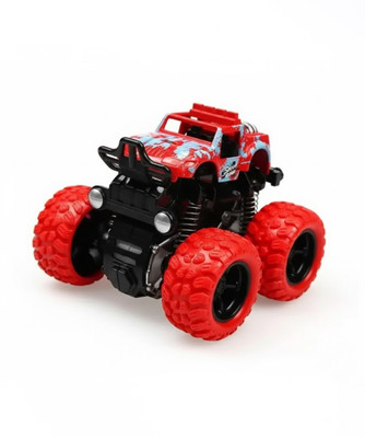 Mini Monster Truck Pull Back Cars Toys, 4 Wheel Drive Vehicles for Kids Plastic(Red)