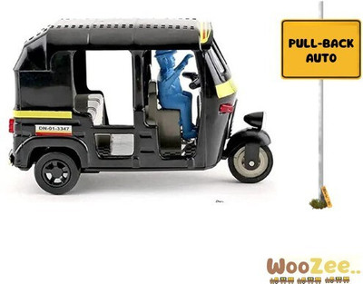 WooZee AUTO RICKSHAW Miniature Pull Back Auto(Black, Pack of: 1)