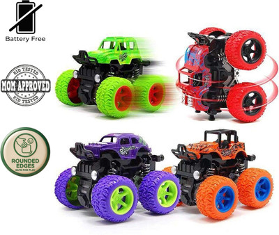 KOBBET 1Pcs Mini Monster Truck Cars Push & Go 4Wheel Drive Vehicles for Kids_Multicolor(MULTI-COLOR, Pack of: 1)